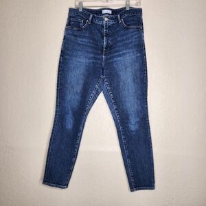 Loft Curvy Jeans Women's 34 Blue Denim Stretch High-Waist Skinny Ankle (READ)